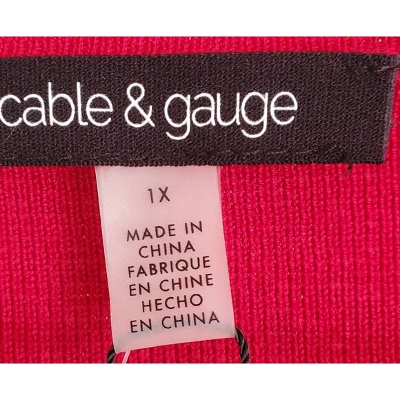 Cable & Gauge Refined Casual Red Sweater 1X NWT Rhinestone Scalloped Neckline - Picture 4 of 7